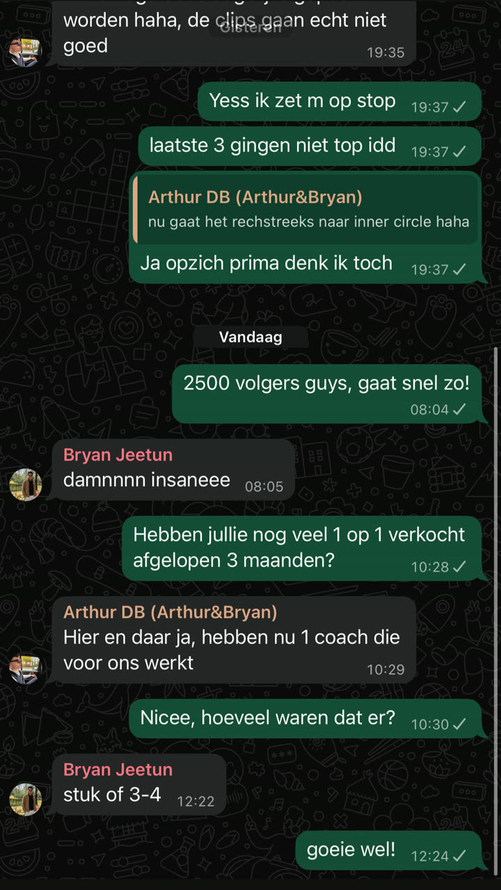 WhatsApp message from a client